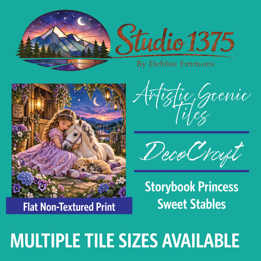 DecoCraft - Studio 1375 - Scenic Tiles Series - Storybook Princess - Sweet Stables