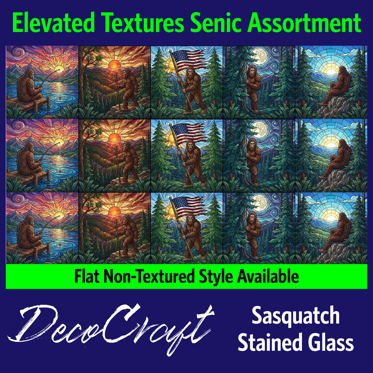 DecoCraft - Scenic Elevated Texture Tiles - Sasquatch Stained Glass