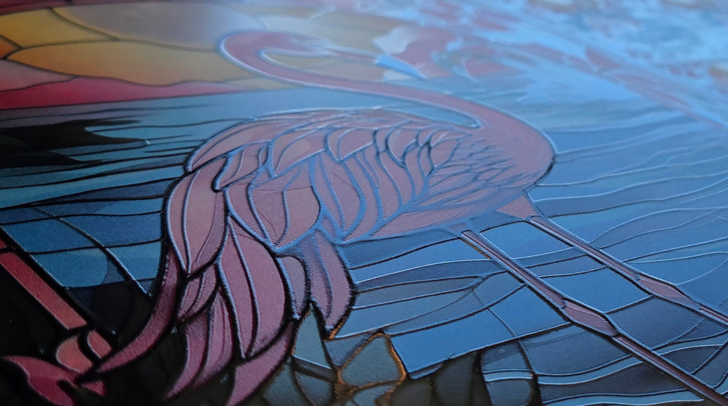 DecoCraft - Scenic Elevated Texture Tiles - Sunset Serenade Flamingo