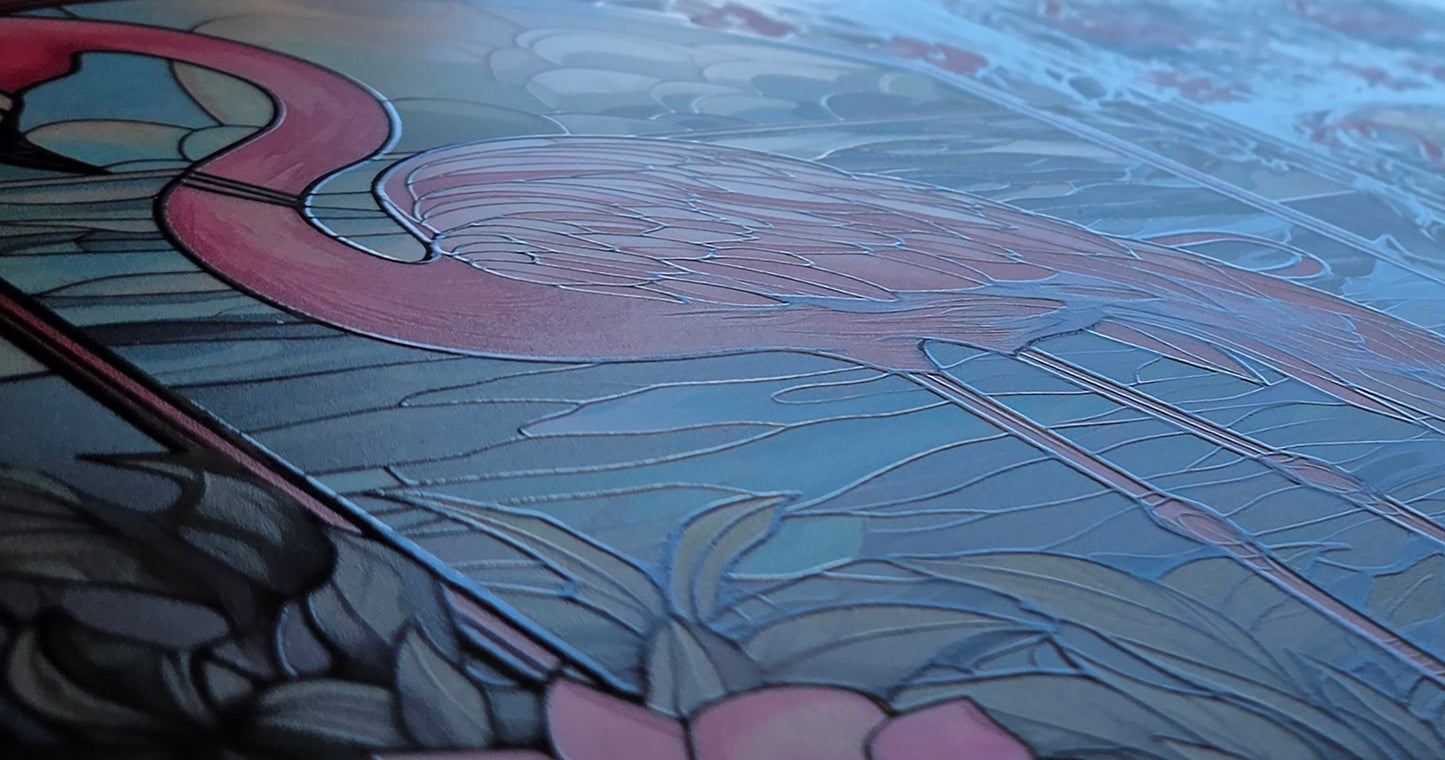 DecoCraft - Scenic Elevated Texture Tiles - Garden Grace Flamingo