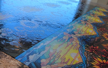 DecoCraft - Scenic Elevated Texture Tiles - Realistic Stained Glass - Sunflower Horizons