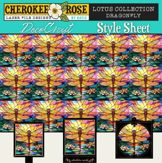 DecoCraft - Elevated Texture - Cherokee Rose - Realistic Stained Glass - Lotus Collection -Dragonfly