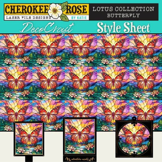 DecoCraft - Elevated Texture - Cherokee Rose - Realistic Stained Glass - Lotus Collection -Butterfly