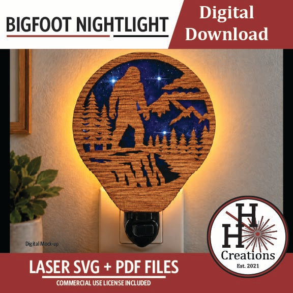 Bigfoot Nightlight SVG File | Laser Cut Digital Download