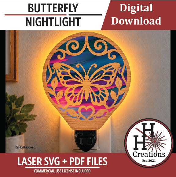 Butterfly Nightlight SVG File | Laser Cut Digital Download