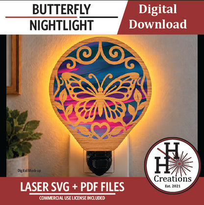 Butterfly Nightlight SVG File | Laser Cut Digital Download
