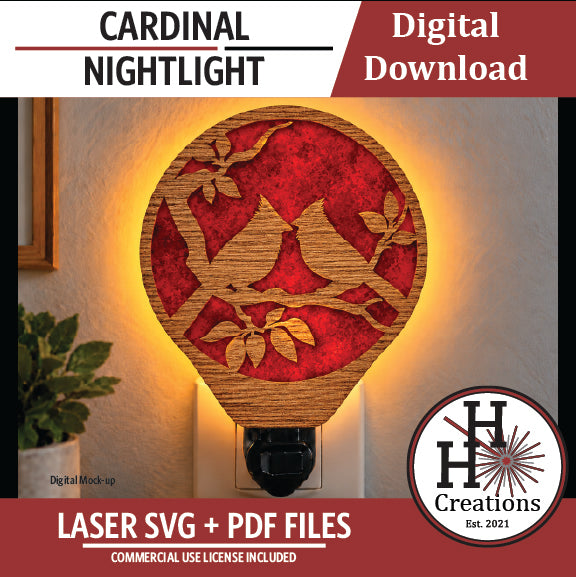 Cardinal Nightlight SVG & PDF Laser Cut File – H & H Creations