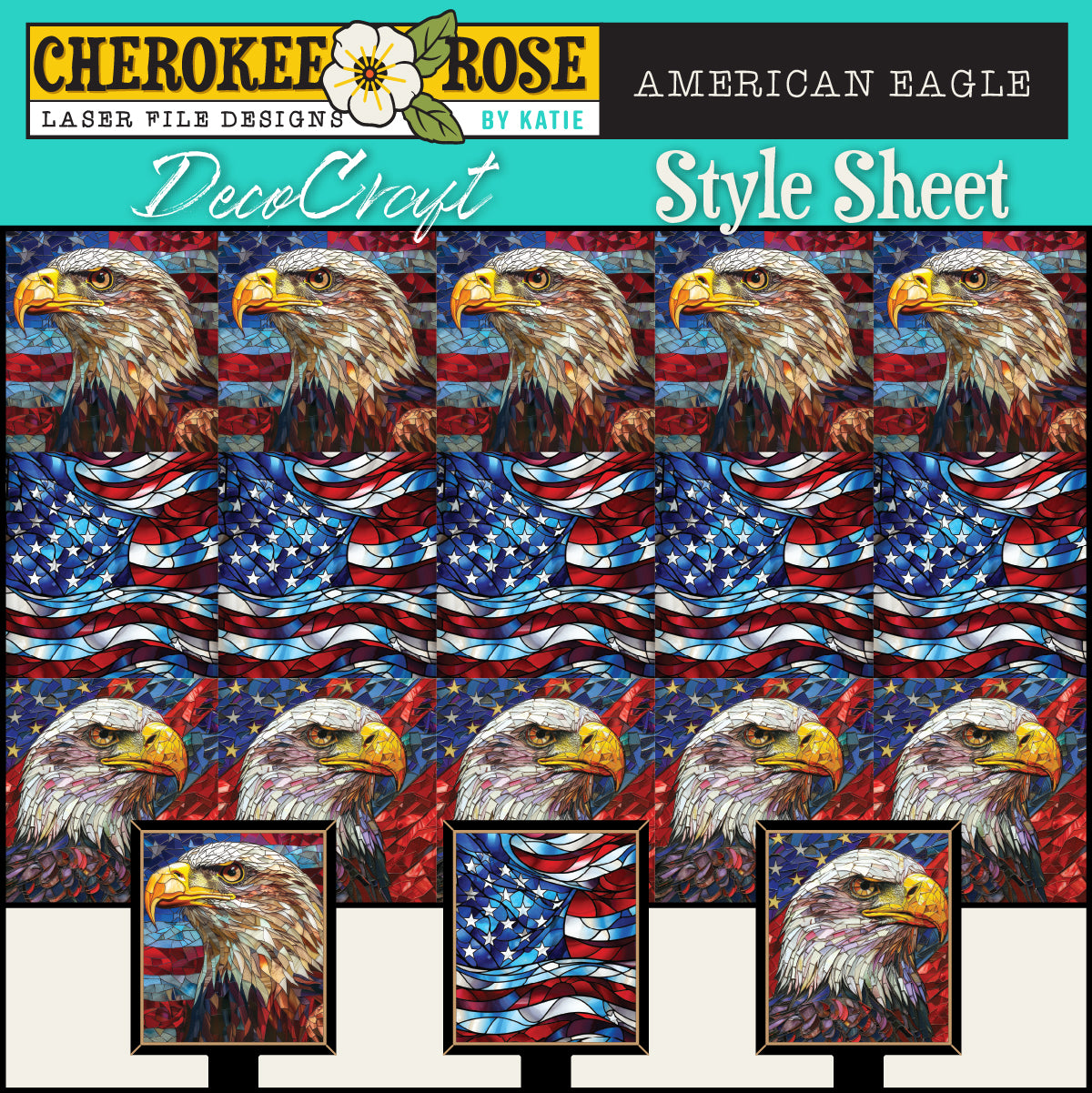 DecoCraft - Elevated Texture - Cherokee Rose - Realistic Stained Glass - American Eagle