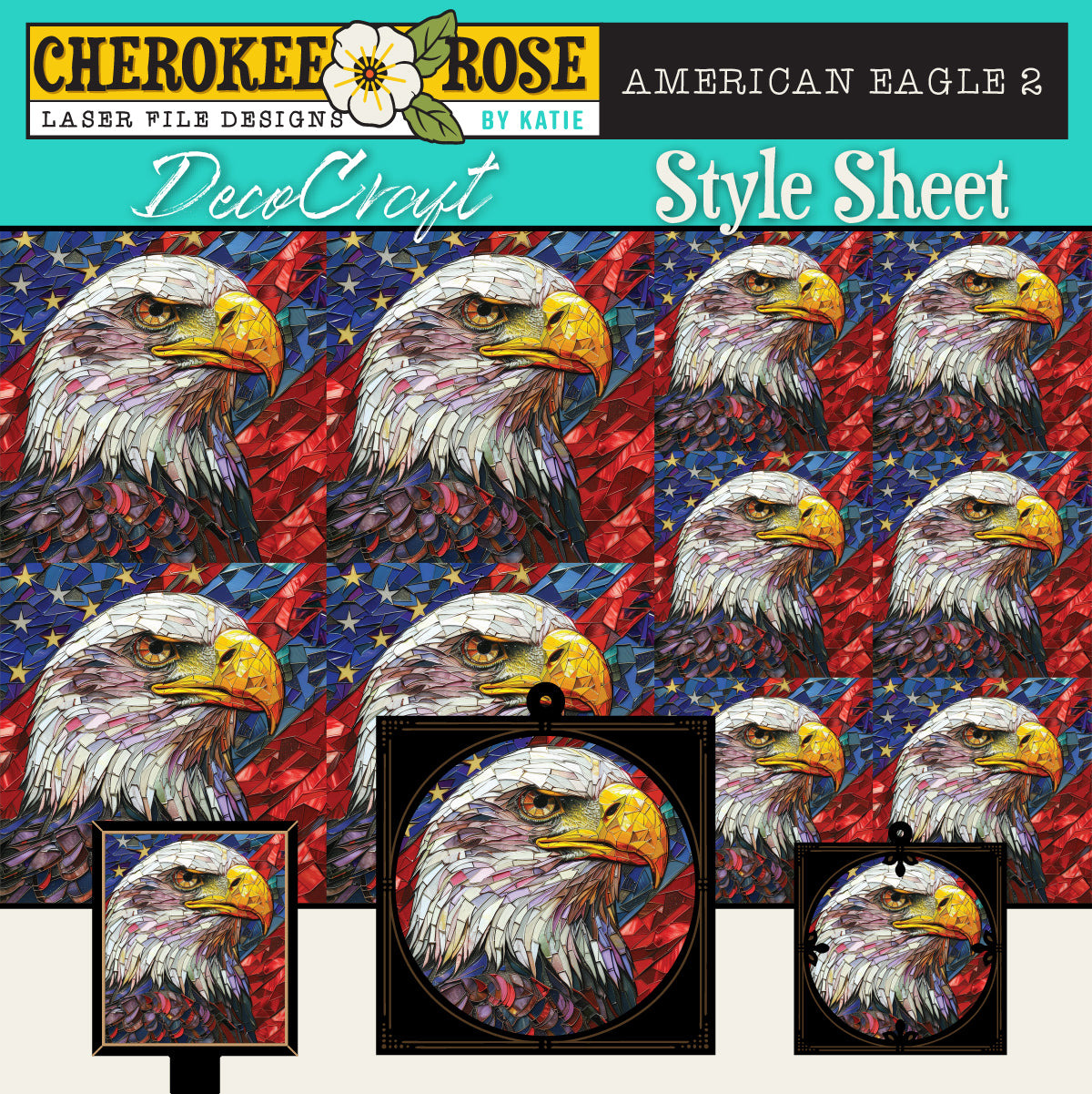 DecoCraft - Elevated Texture - Cherokee Rose - Realistic Stained Glass - American Eagle II