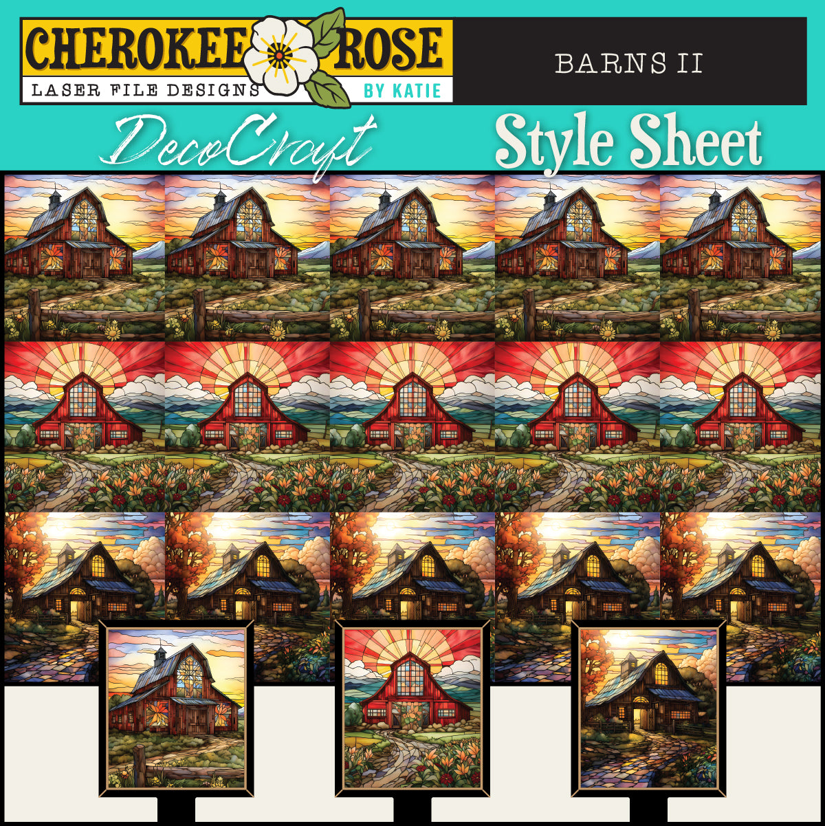 DecoCraft - Elevated Texture - Cherokee Rose - Realistic Stained Glass - Barns II