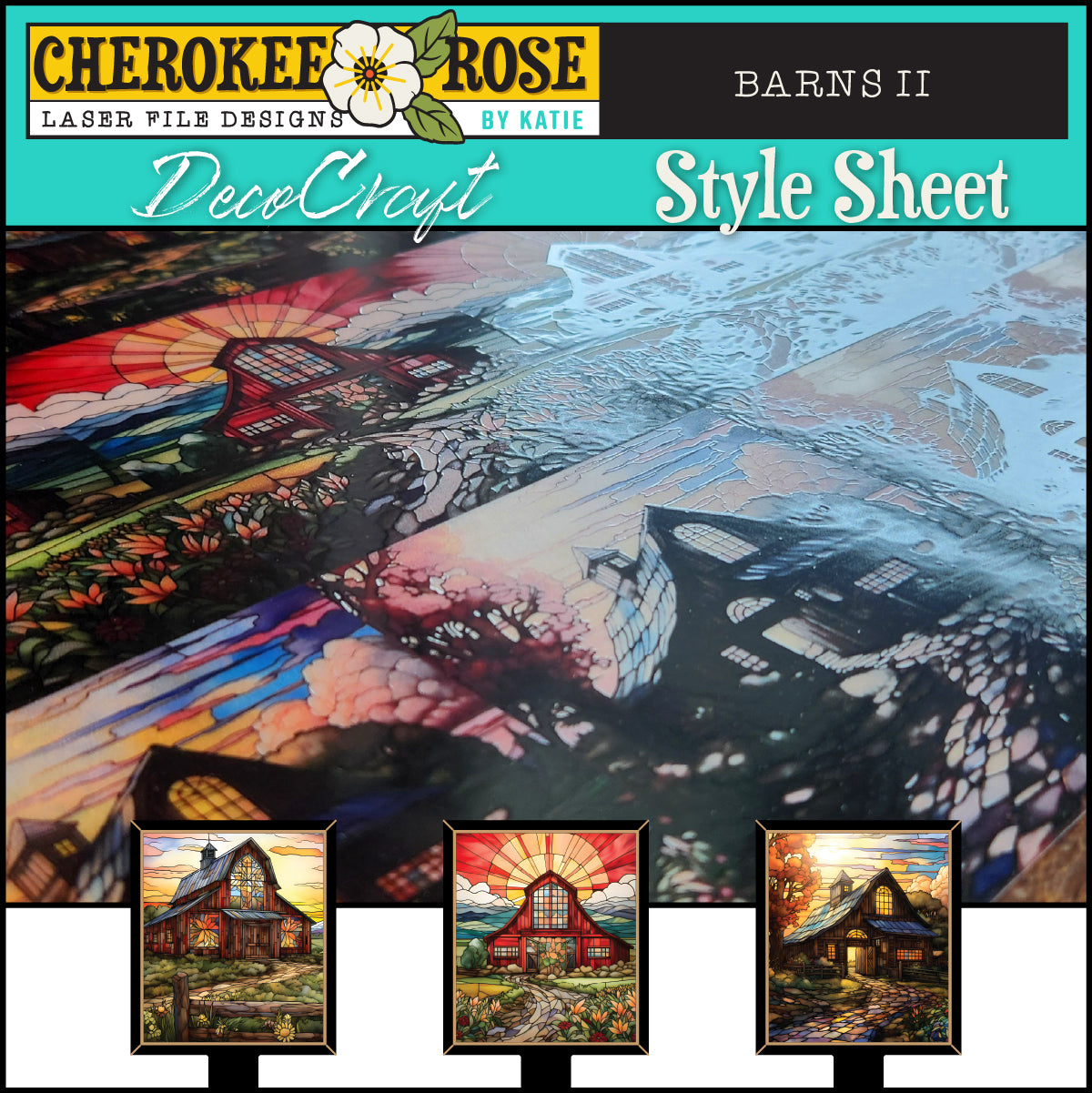 DecoCraft - Elevated Texture - Cherokee Rose - Realistic Stained Glass - Barns II