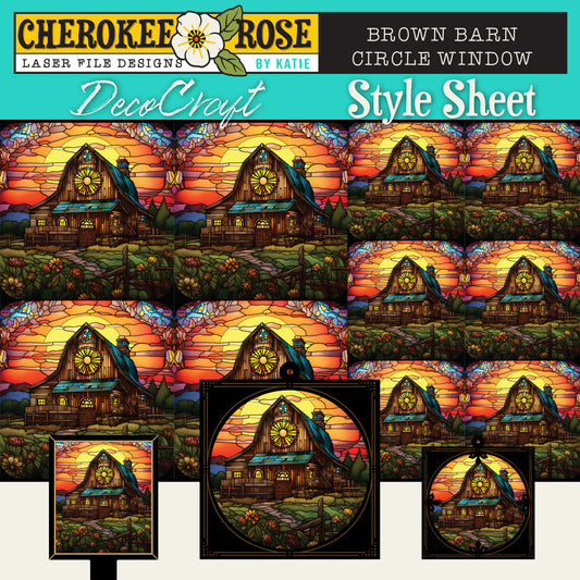 DecoCraft - Elevated Texture - Cherokee Rose - Realistic Stained Glass - Brown Circle Barn