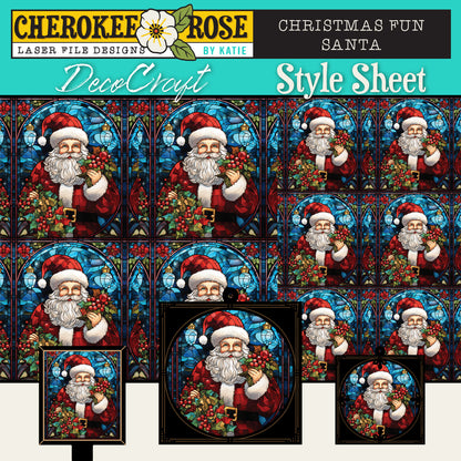 DecoCraft - Elevated Texture - Cherokee Rose - Realistic Stained Glass - Christmas Fun - Santa