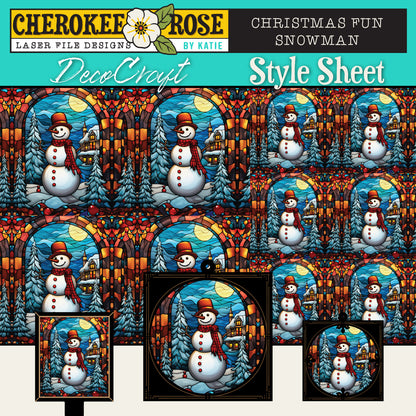 DecoCraft - Elevated Texture - Cherokee Rose - Realistic Stained Glass - Christmas Fun - Snowman