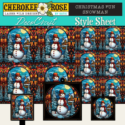 DecoCraft - Elevated Texture - Cherokee Rose - Realistic Stained Glass - Christmas Fun - Snowman