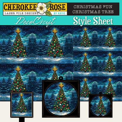 DecoCraft - Elevated Texture - Cherokee Rose - Realistic Stained Glass - Christmas Fun - Christmas Tree