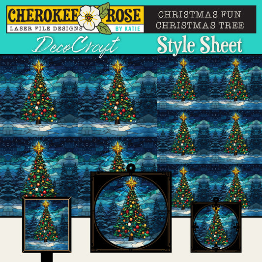 DecoCraft - Elevated Texture - Cherokee Rose - Realistic Stained Glass - Christmas Fun - Christmas Tree