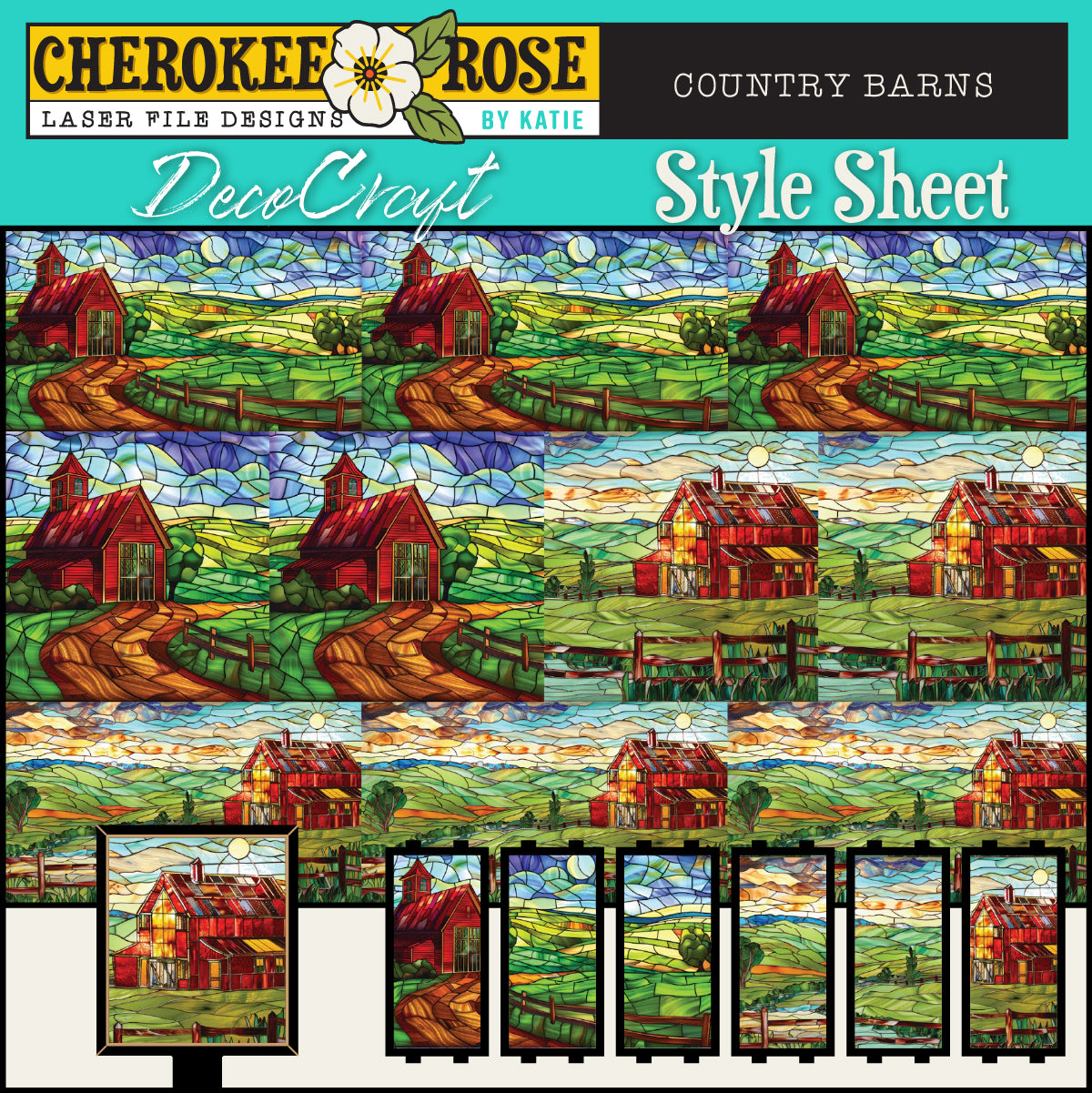 DecoCraft - Elevated Texture - Cherokee Rose - Realistic Stained Glass - Country Barns