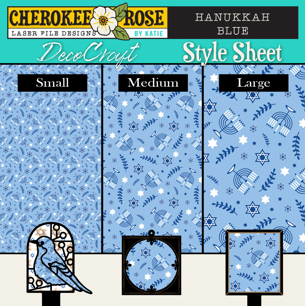 DecoCraft - Cherokee Rose - Style Sheet - Hanukkah Blue