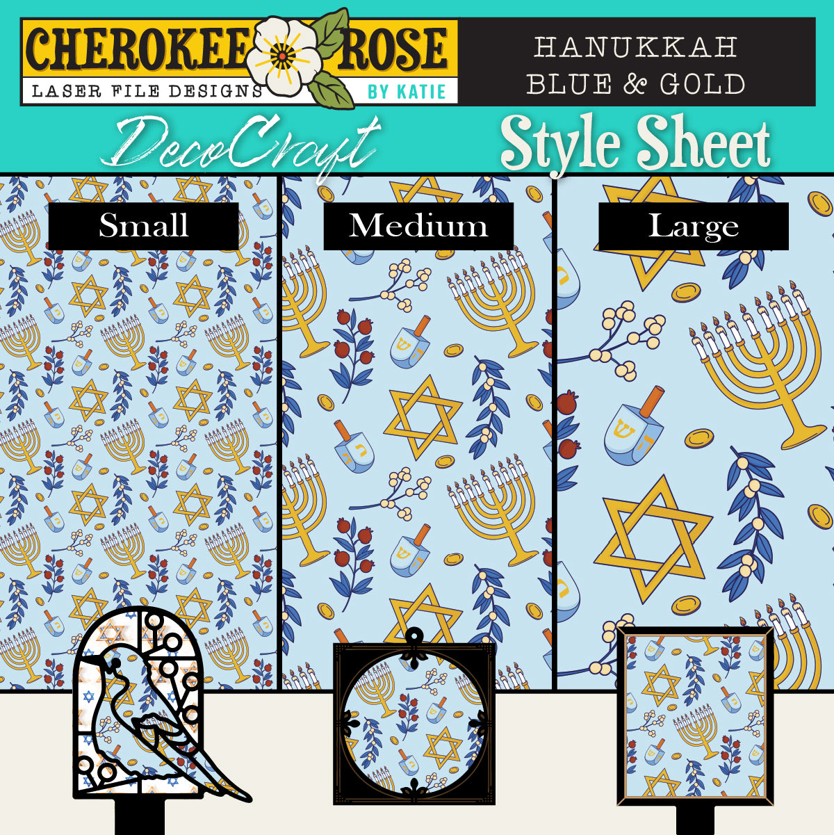DecoCraft - Cherokee Rose - Style Sheet - Hanukkah Blue & Gold