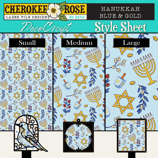 DecoCraft - Cherokee Rose - Style Sheet - Hanukkah Blue & Gold