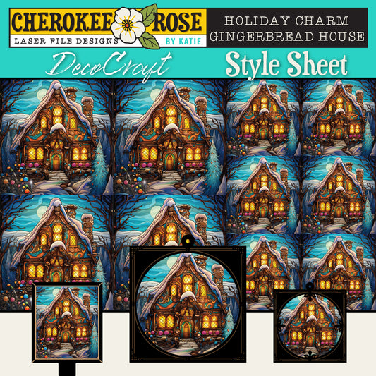 DecoCraft - Elevated Texture - Cherokee Rose - Realistic Stained Glass - Holiday Charm - Gingerbread House