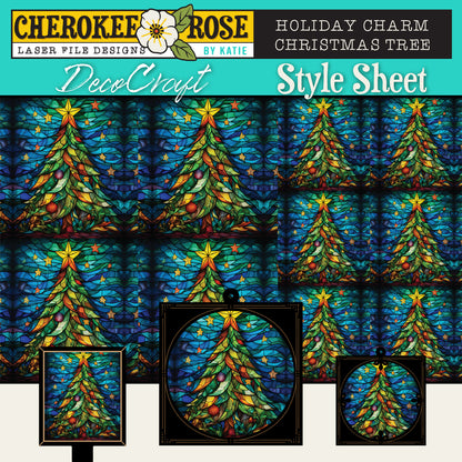 DecoCraft - Elevated Texture - Cherokee Rose - Realistic Stained Glass - Holiday Charm - Christmas Tree