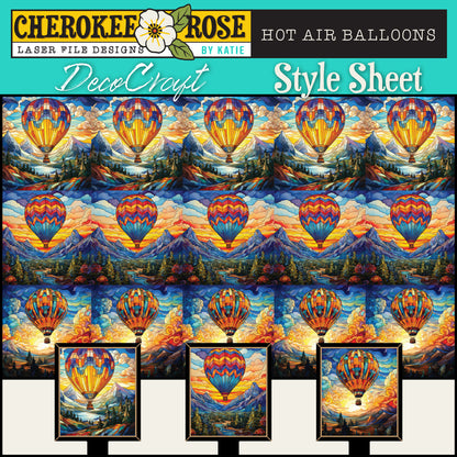 DecoCraft - Elevated Texture - Cherokee Rose - Realistic Stained Glass - Hot Air Balloons