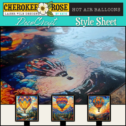 DecoCraft - Elevated Texture - Cherokee Rose - Realistic Stained Glass - Hot Air Balloons