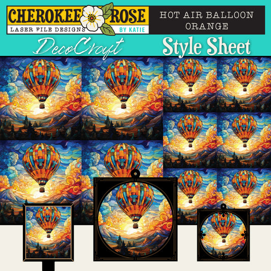 DecoCraft - Elevated Texture - Cherokee Rose - Realistic Stained Glass - Hot Air Balloon - Orange