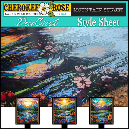 DecoCraft - Elevated Texture - Cherokee Rose - Realistic Stained Glass - Mountain Sunset