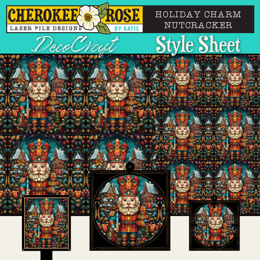 DecoCraft - Elevated Texture - Cherokee Rose - Realistic Stained Glass - Holiday Charm - NutCracker