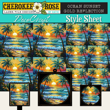 DecoCraft - Elevated Texture - Cherokee Rose - Realistic Stained Glass - Ocean Sunset - Golden Reflection