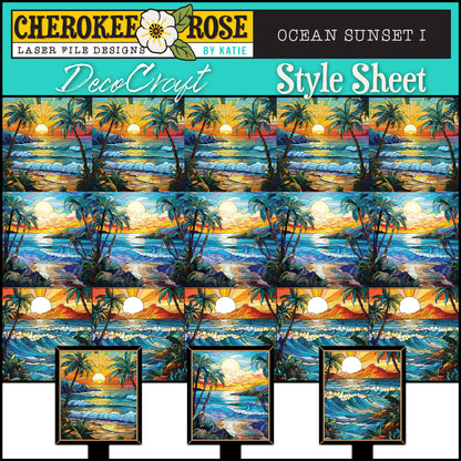 DecoCraft - Elevated Texture - Cherokee Rose - Realistic Stained Glass - Ocean Sunset I