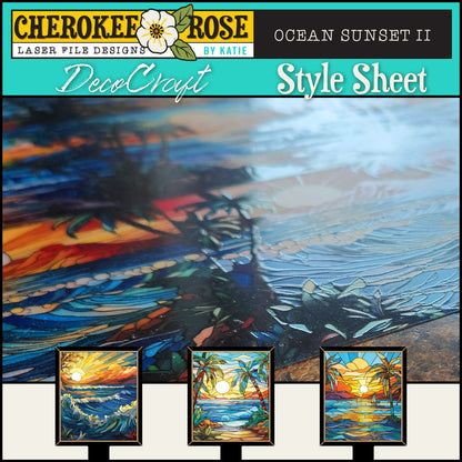DecoCraft - Elevated Texture - Cherokee Rose - Realistic Stained Glass - Ocean Sunset I
