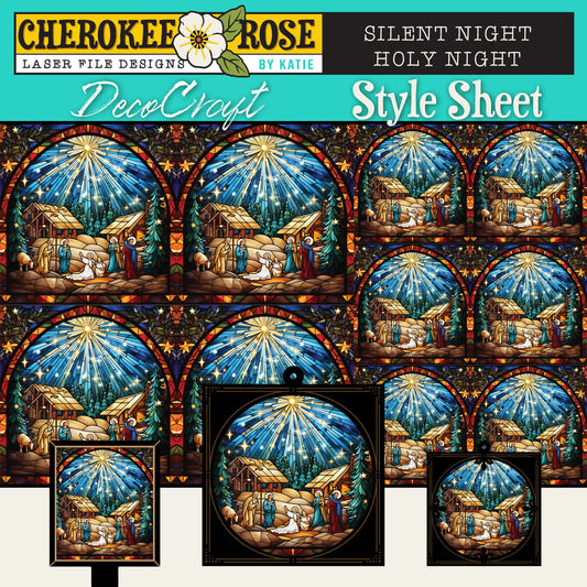 DecoCraft - Elevated Texture - Cherokee Rose - Realistic Stained Glass - Silent Night - Holy Night
