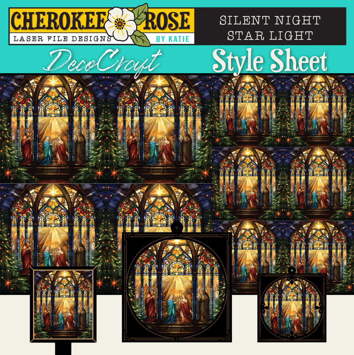 DecoCraft - Elevated Texture - Cherokee Rose - Realistic Stained Glass - Silent Night - By Star Light
