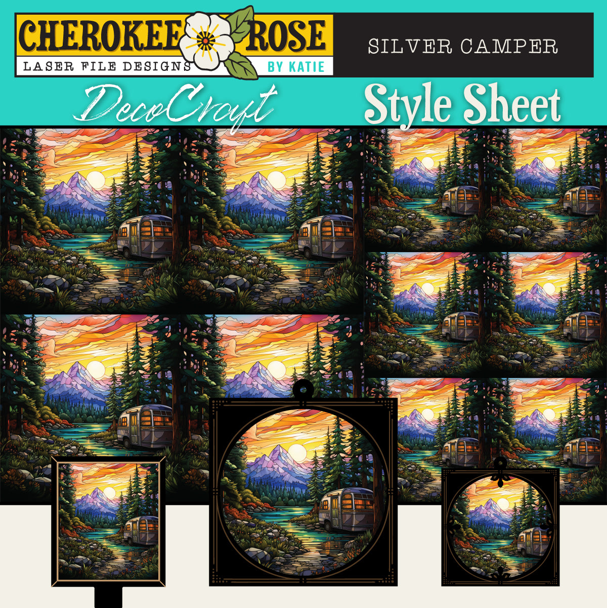 DecoCraft - Elevated Texture - Cherokee Rose - Realistic Stained Glass - Silver Camper