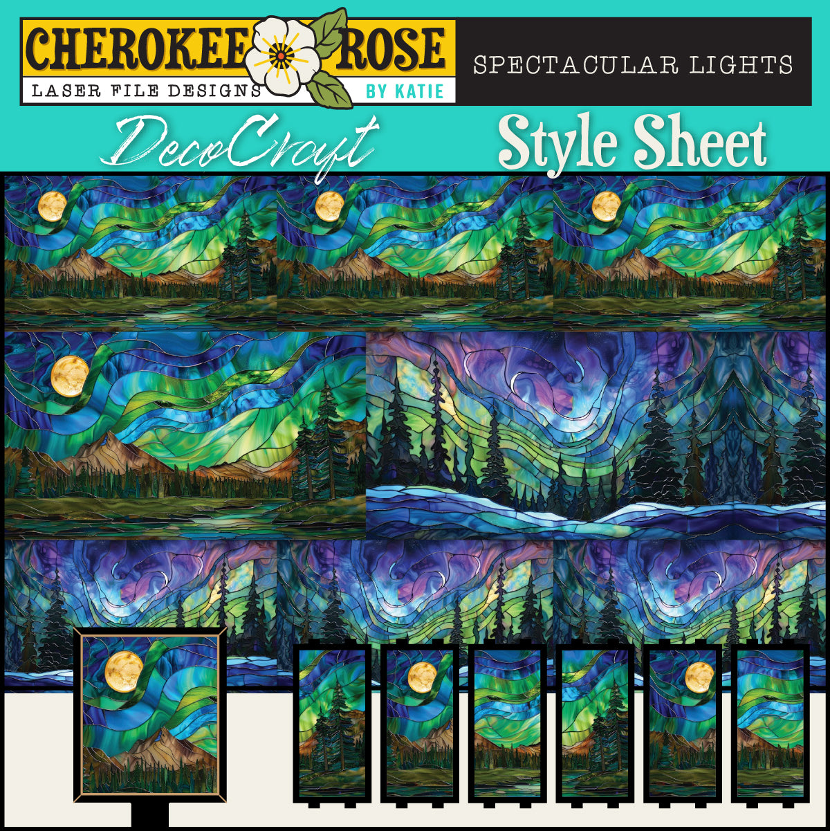 DecoCraft - Elevated Texture - Cherokee Rose - Realistic Stained Glass - Spectacular Northern Lights
