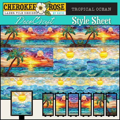 DecoCraft - Elevated Texture - Cherokee Rose - Realistic Stained Glass - Tropical Ocean