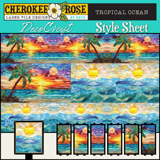 DecoCraft - Elevated Texture - Cherokee Rose - Realistic Stained Glass - Tropical Ocean