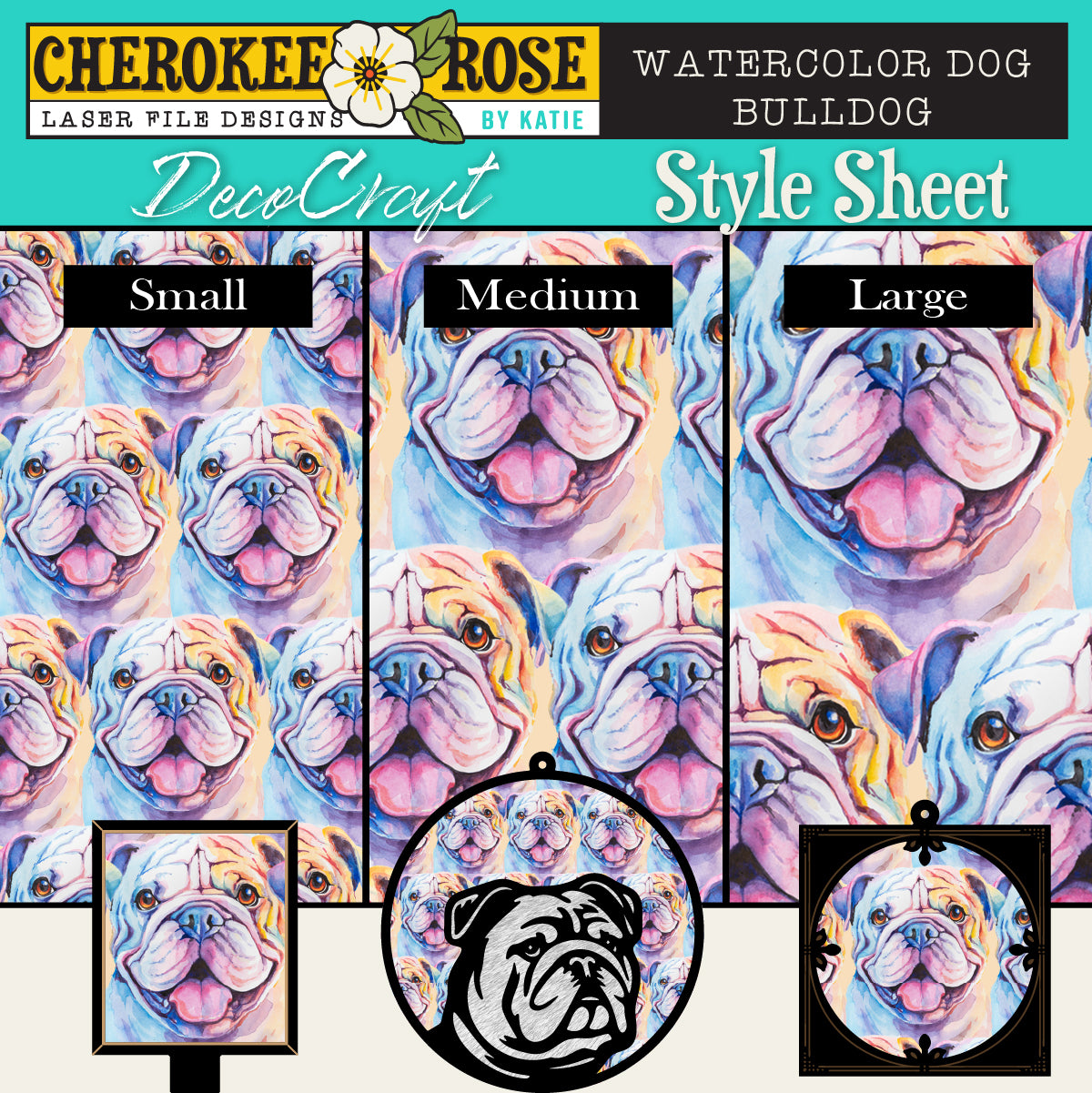 DecoCraft - Cherokee Rose - Style Sheet - Watercolor Bulldog