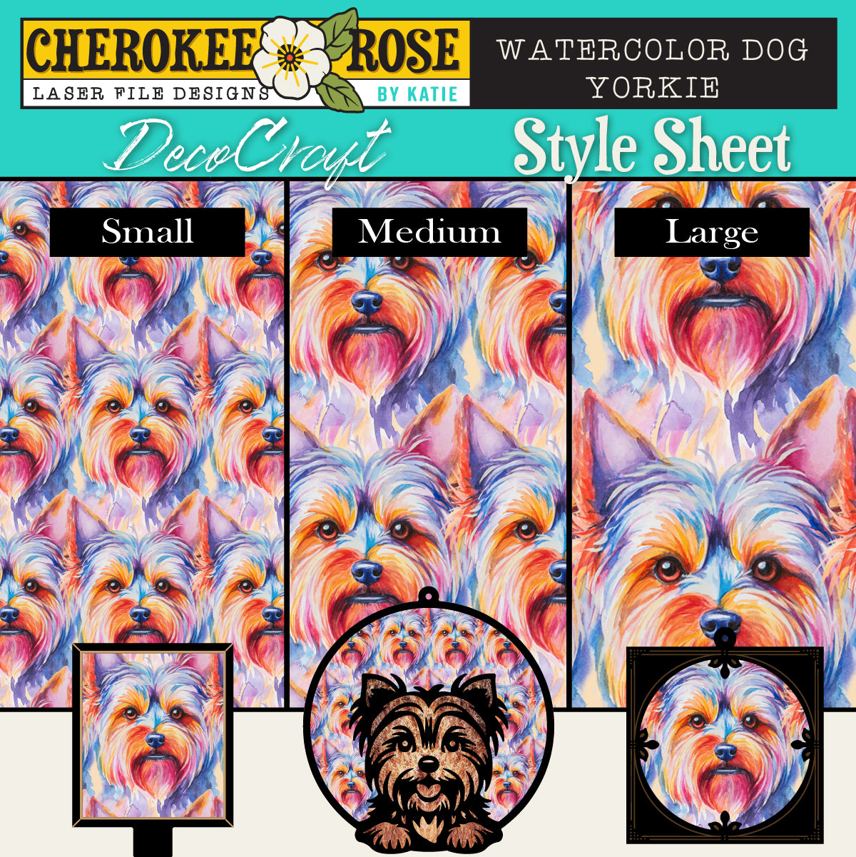 DecoCraft - Cherokee Rose - Style Sheet - Watercolor Yorkie