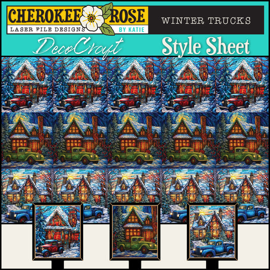 DecoCraft - Elevated Texture - Cherokee Rose - Realistic Stained Glass - Winter Trucks