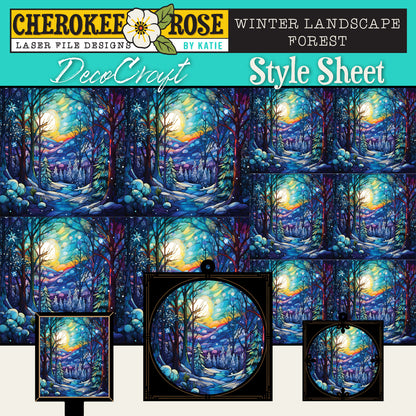 DecoCraft - Elevated Texture - Cherokee Rose - Realistic Stained Glass - Winter Landscape - Winter Forest