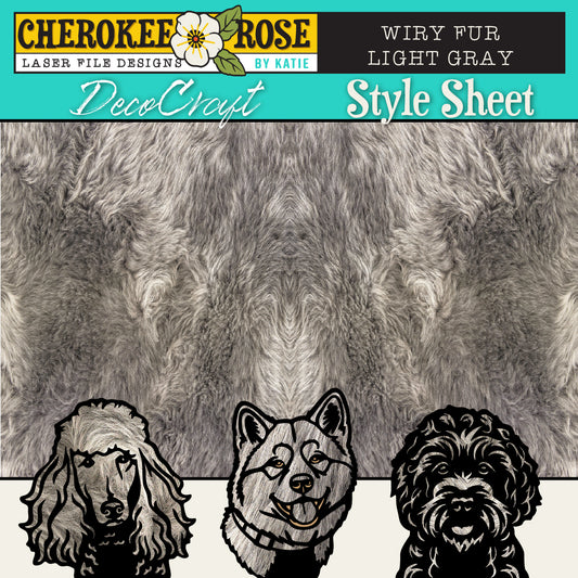 DecoCraft - Cherokee Rose - Style Sheet - Wiry Fur - Light Gray