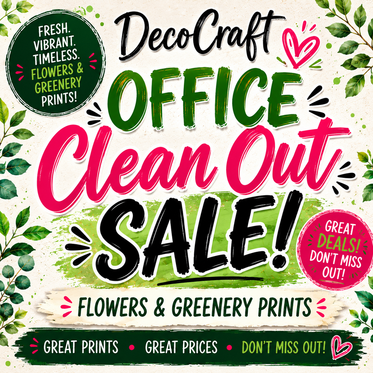 DecoCraft - Office Clean Out - Flower & Greenry Prints - Multiple Bundles Available