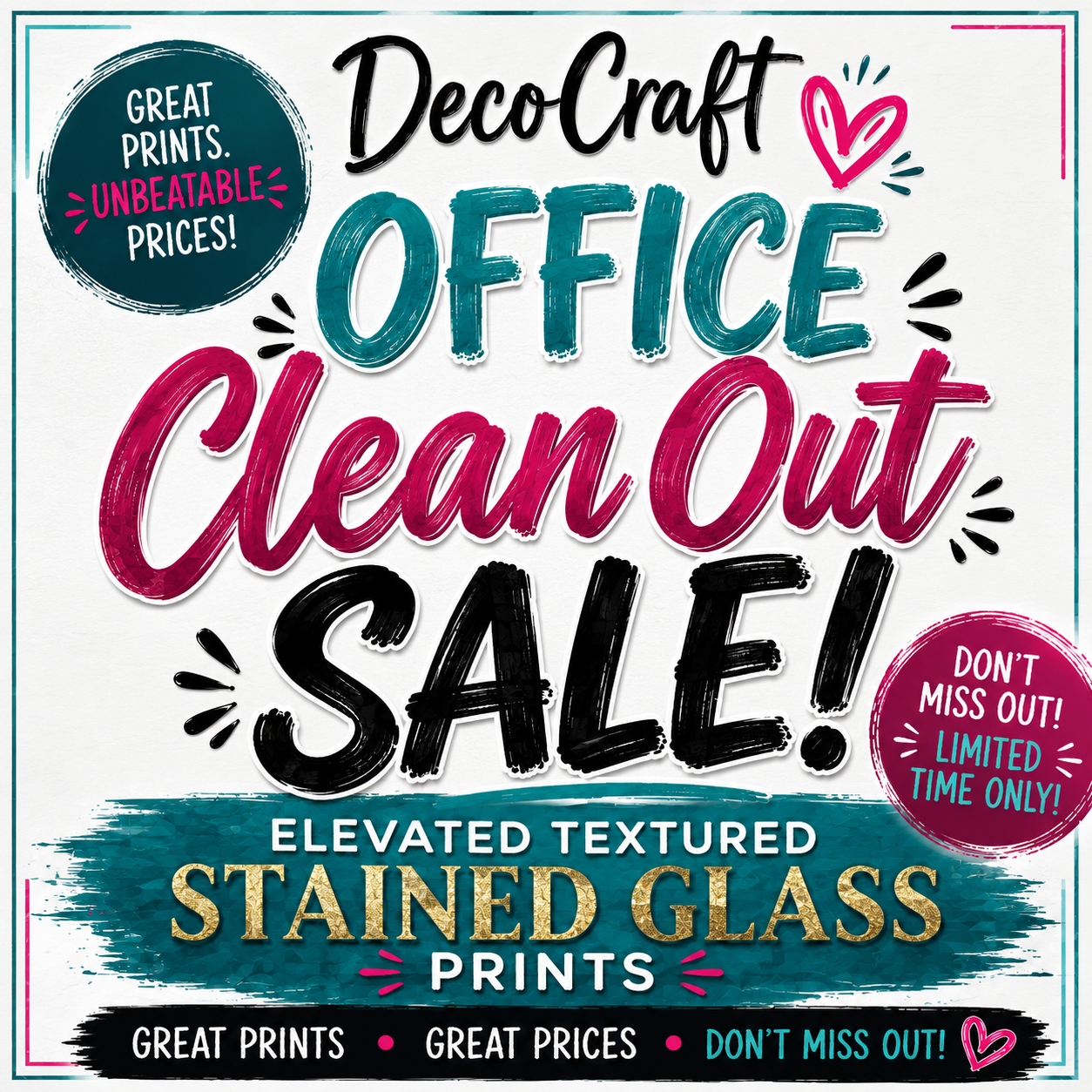 DecoCraft - Office Clean Out - Elevated Textured - Realistic Stained Glass - Multiple Bundles Available