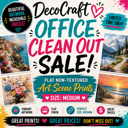 DecoCraft - Office Clean Out - Flat Non-Textured Medium Scenic Tile Prints - Multiple Bundles Available