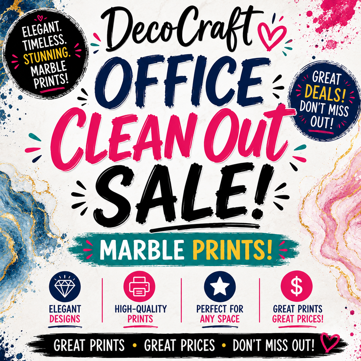 DecoCraft - Office Clean Out - Marble Prints - Multiple Bundles Available